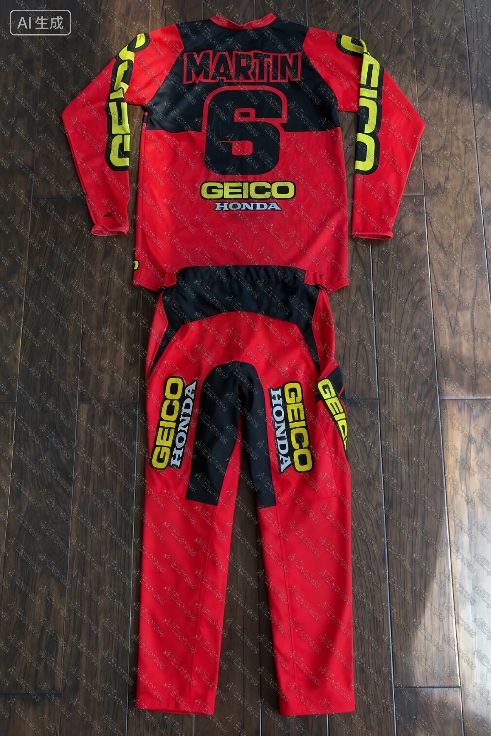 

Jeremy Martin #6 Geico Honda Alias Motocross Jersey Long Sleeve Motorcycle Tee Fast Dry Breathable Super Racing Jersey for Men