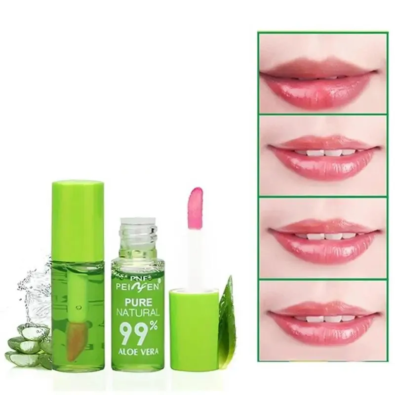 1PCS Waterproof Moisturizing Natural Aloe Essence Lip Gloss Changable Color Portable Long Lasting Nutritious Lipstick Lips Care