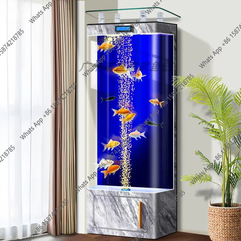 

Умный аквариум O Living Room Household Vertical Goldfish 2026: Новинка с интегрированной системой фильтрации и подачи кислорода, трубчатый аквариум для рыбок