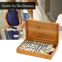 Double Six Dominoes Set Entertainment Recreational Travel Game Toy Black Dots Dominoes