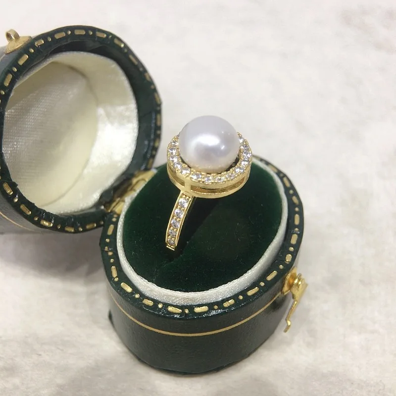 Natural Pearl Ring 8-9mm Opening Simple Circular Pearl Ring Jewelry Wholesale