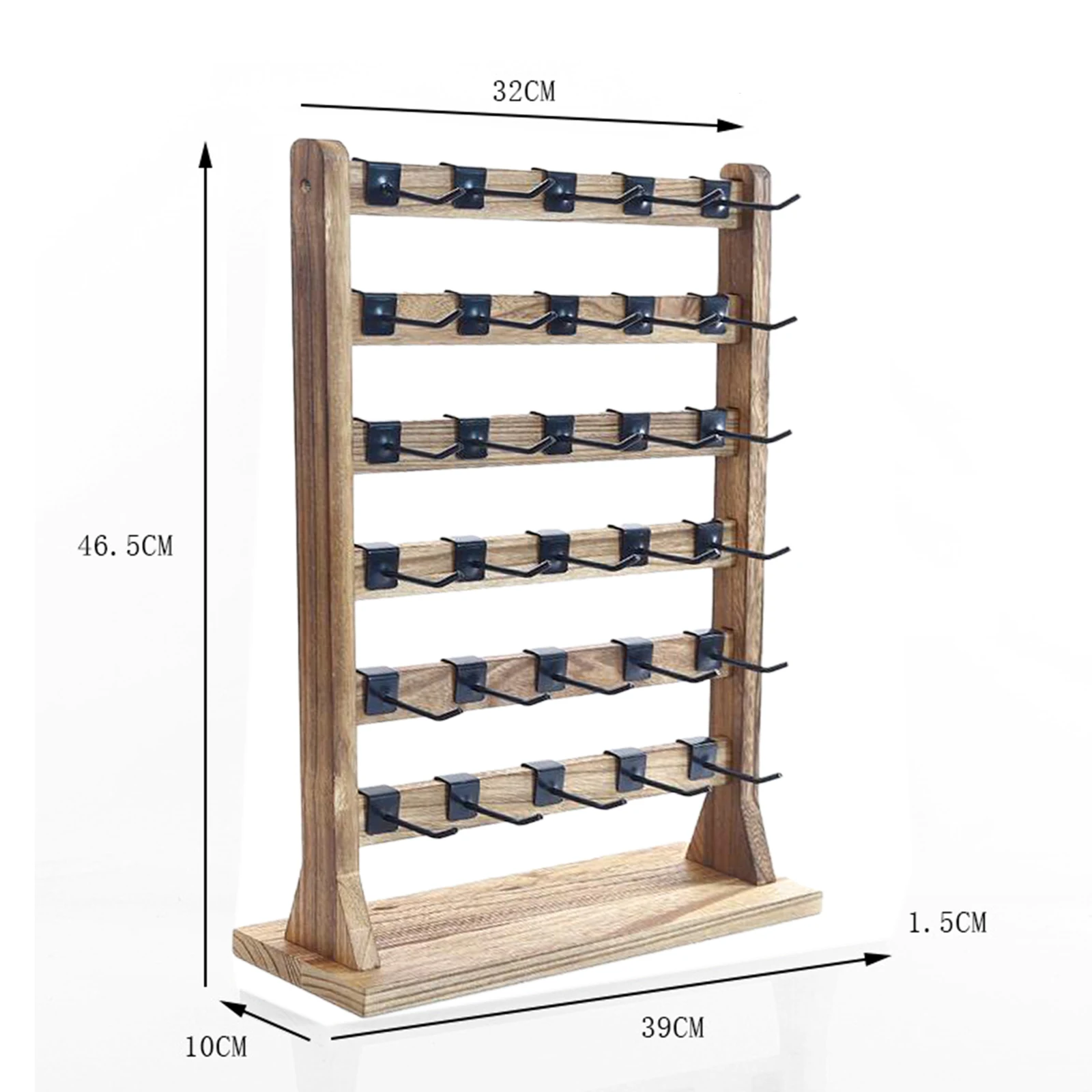 Wooden Earrings Display Stand Jewelry Organizer Holder 6 Tiers Removable Hooks Earrings Storage Rack for Women Girls Gifts