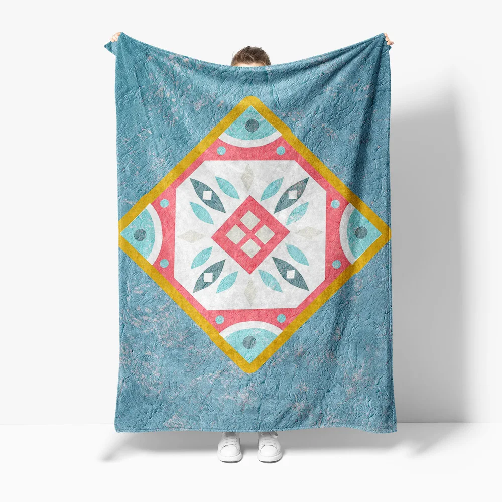 Decorative Abstract Floral Pattern Quilted Blanket Throw Sofa Bed Bedspread Home Textile Gift