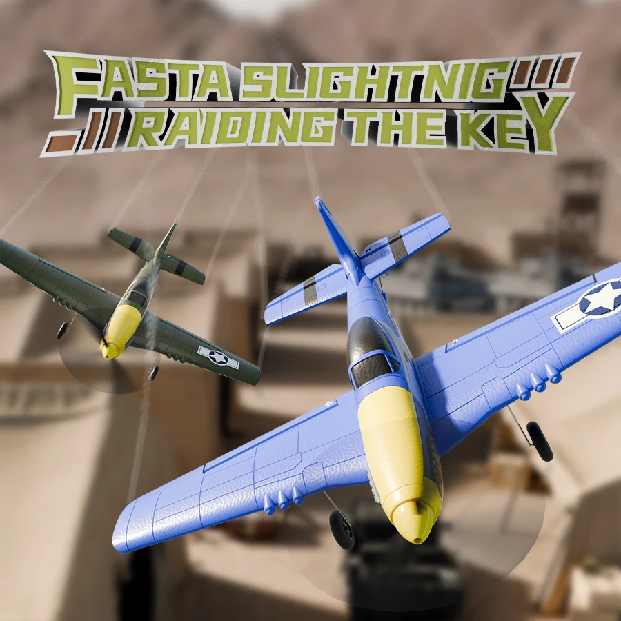 New P51 Mustang RC Fighters 2.4G 4CH One-key Aerobatic RC Fighters with Xpilot Stabilization Warbird Plane Toys Gifts ﻿