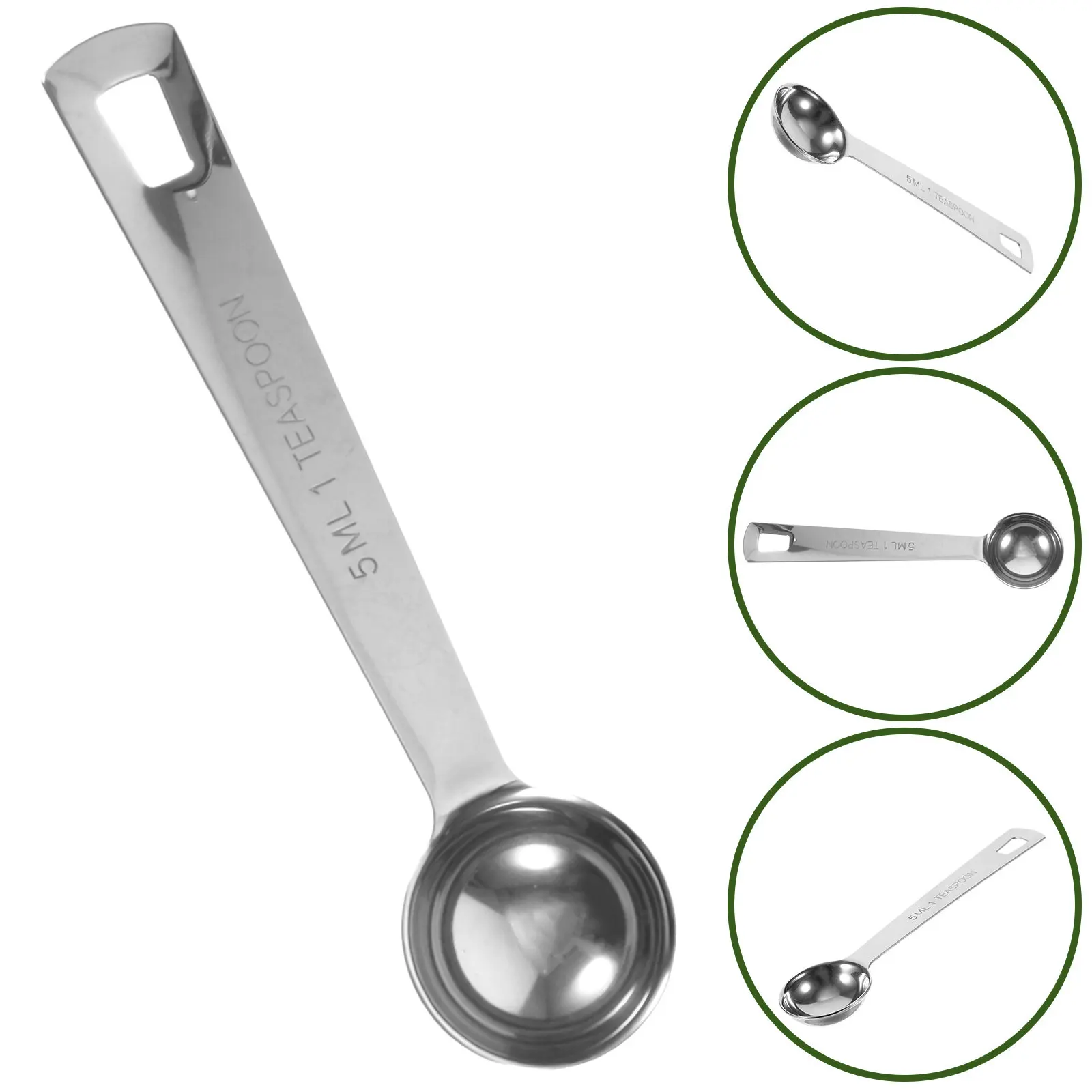 5Ml Stainless Steel Measuring Spoon Ergonomic Comfort Grip Multipurpose Scoop for Coffee Beans Ground Coffee Tea Leaves Baking