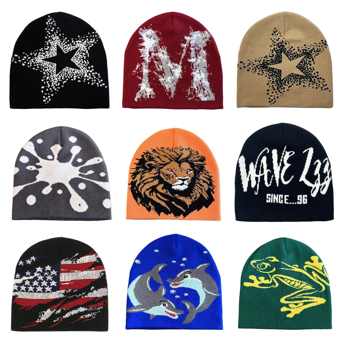 Star Pattern Knit Hat Jacquard Warm Beanies for Women Men Winter Autumn Outdoor Skullcap Skiing Hat Y2K Cold Hat Hip Hop Cycling