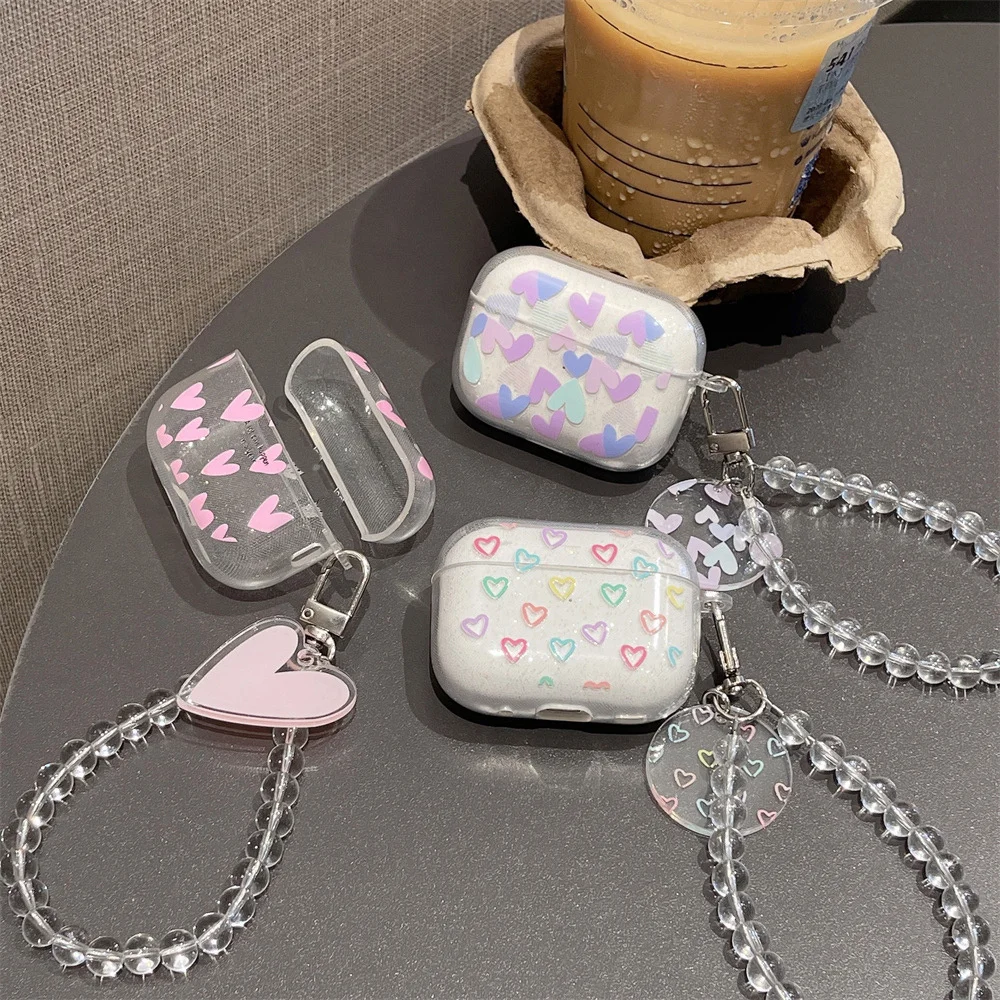 แฟชั่นดอกไม้ Glitter เงาสําหรับ AirPods 1 2 3 4 หูฟังไร้สายบลูทูธสร้อยข้อมือสําหรับ Apple airpods Pro 2nd Funda