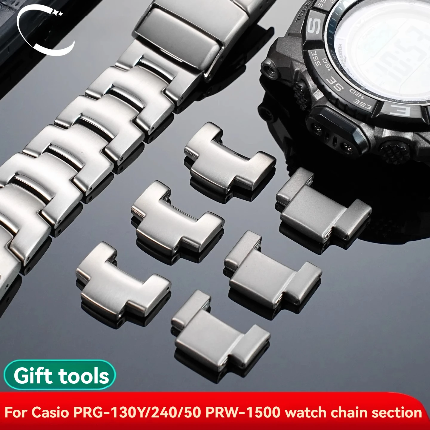 For Casio PROTREK Climbing PRG-130Y PRG-240 PRW-150 PRW-1500 Titanium Strap Watch Section Segment Extension Watch Accessories