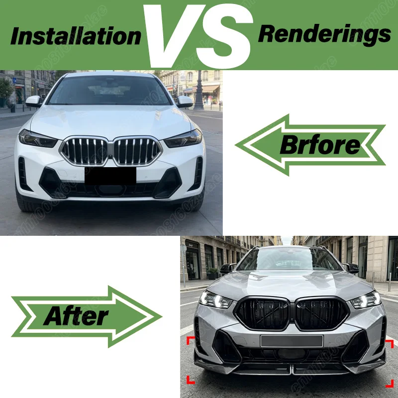 For BMW X6 G06 LCI M Sport 2023 2024 2025 Car Front Bumper Spoiler Lip MP Style Front Chin Spoiler Body Modification Kit