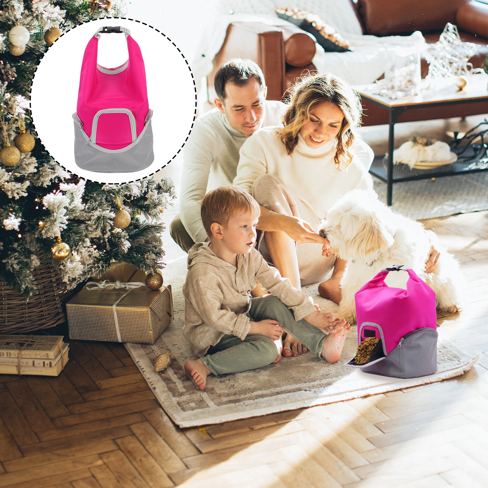 

Waterproof Handheld Bag Large Capacity Foldable Food Travel Container Portable Pet Food Carrier Outdoor Dog Treat Storage