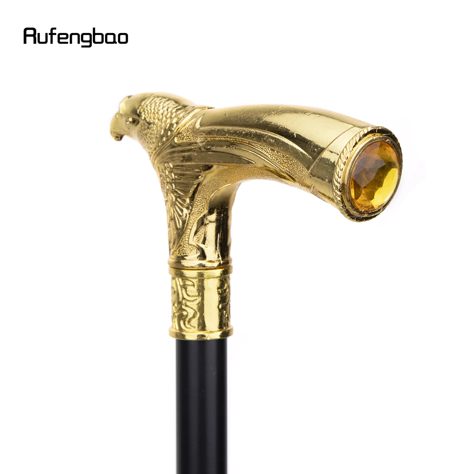 Gold Luxury Eagle Head with Rhinestone Walking Cane Fashion Walking Stick Gentleman Elegant Cosplay Cane Knob Crosier 93cm