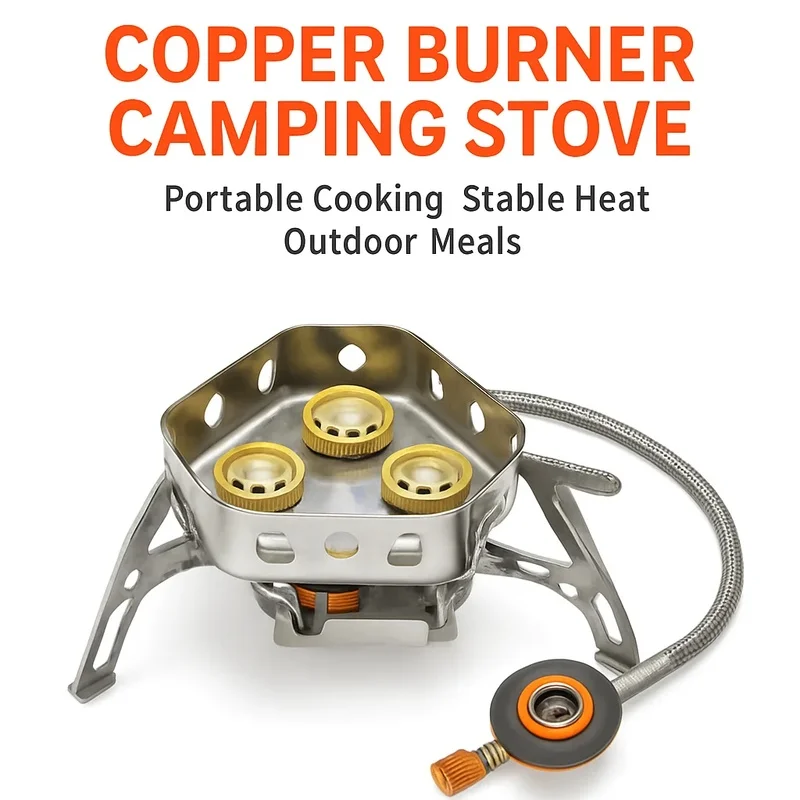 Portable Copper Burner Camping Gas Stove for Outdoor Cooking
