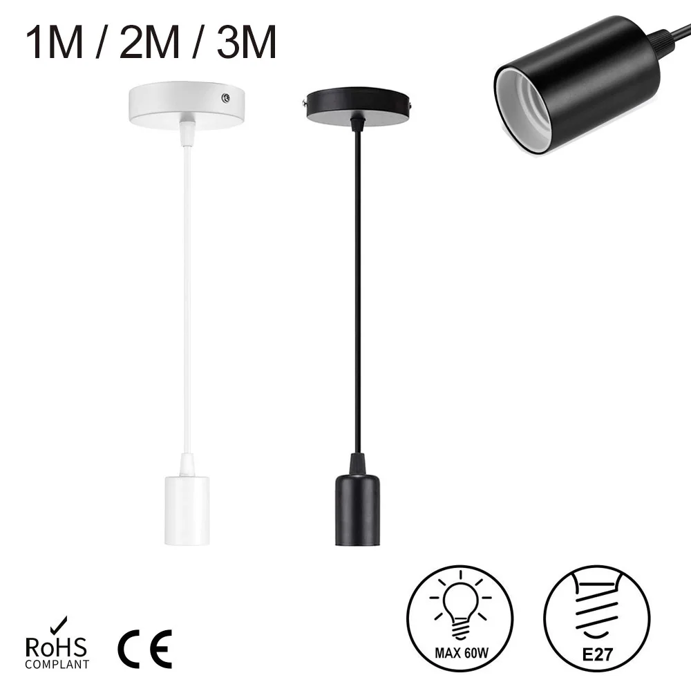 3M Led Base Pendant Lights E26 E27 Lamp Holder Socket 110V 220V Lamp E27 Base for DIY Retro Hanging Lamp Accessories