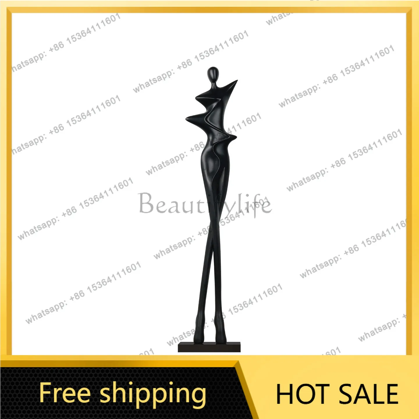 Italian minimalist art figure sculpture vertical ornament living room entrance niche