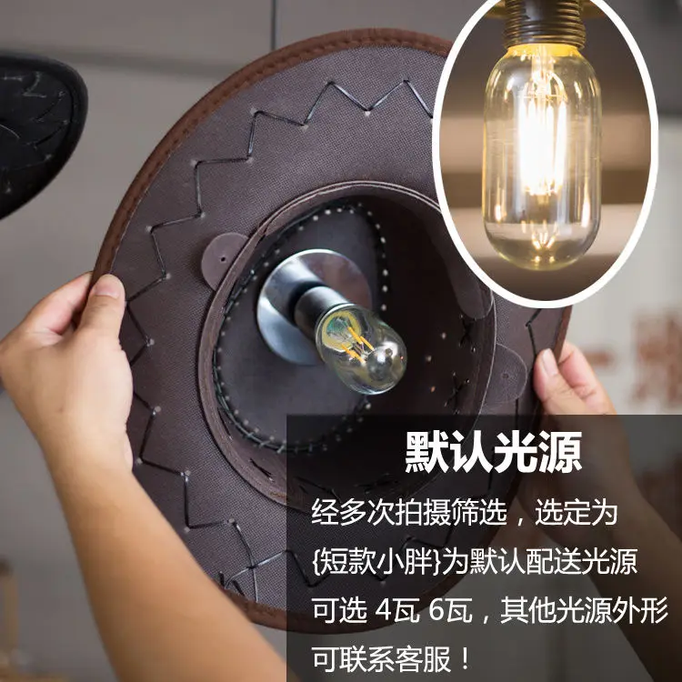 قبعة رعاة البقر الغربية الإبداعية قلادة ضوء اللباد الفني لمطعم مقهى بوتيك فندق بار الإضاءة التجارية