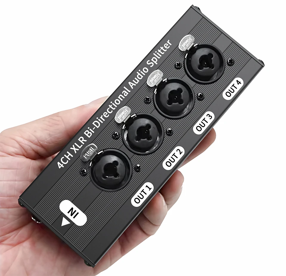 1X4 3-Pin XLR symmetrischer Audio-Splitter mit Metallgehäuse und Verriegelungsanschlüssen, Audio-Signal-Splitter-Box für Live-Bühnen-Sound – Detail 2