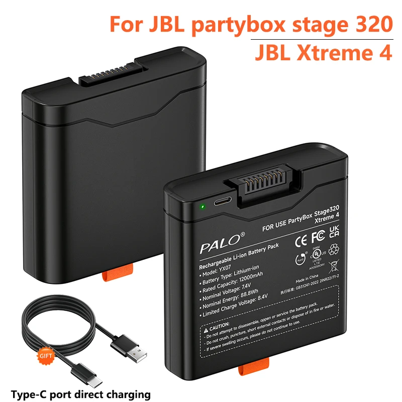 For JBL Xtreme 4 12000mAh Replacement Battery For JBL PartyBox Stage 320 and Xtreme 4 Portable Speaker With TYPE-C Fast Charging