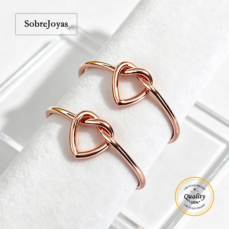 

14K Rose Gold Filled Single Heart Knot Ring - Adjustable US Size 5/6/7/9 - Wholesale DIY Jewelry Findings