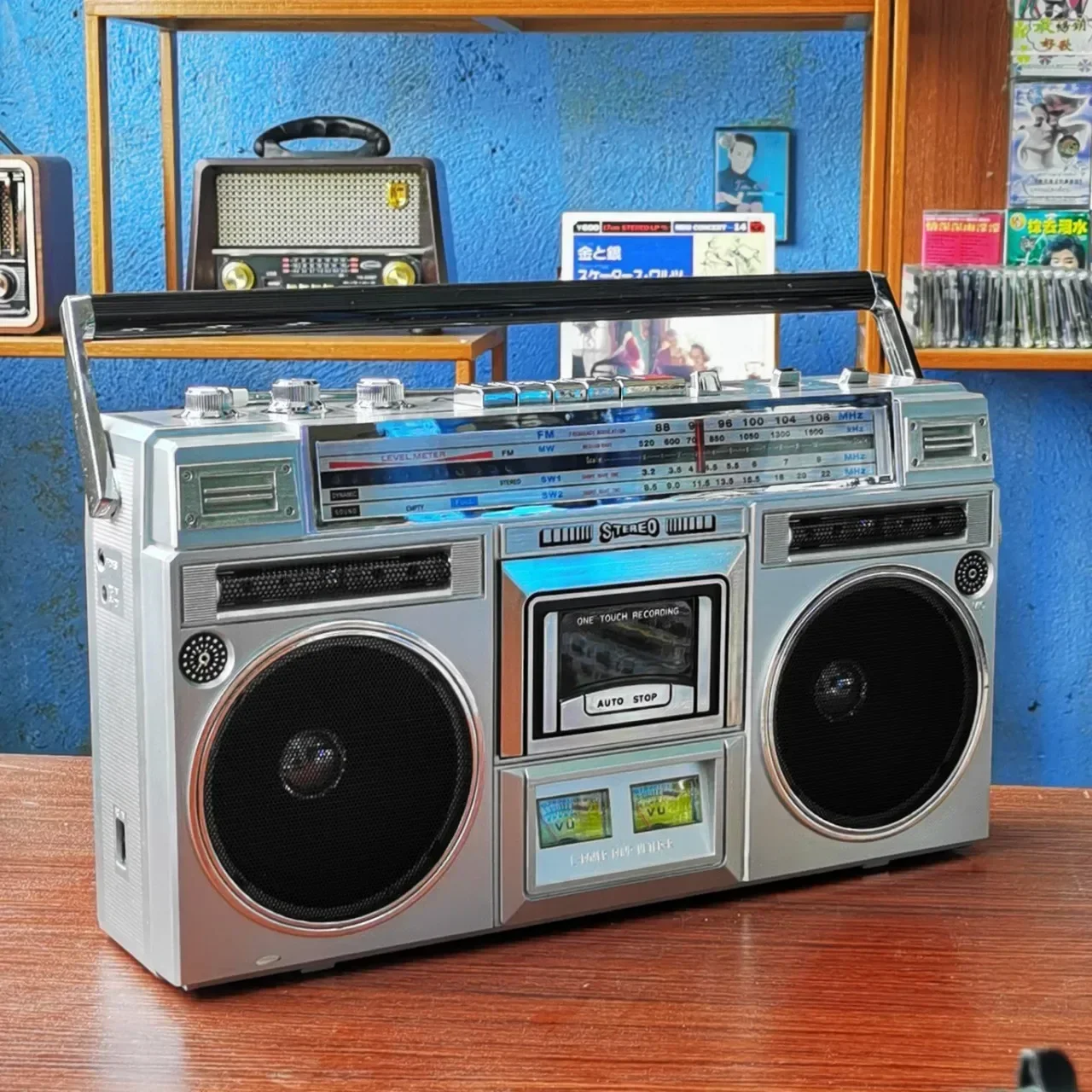 Retro radio receiver outdoor portable dual horn stereo Bluetooth speaker with TF card FM caixa de som Bluetooth support