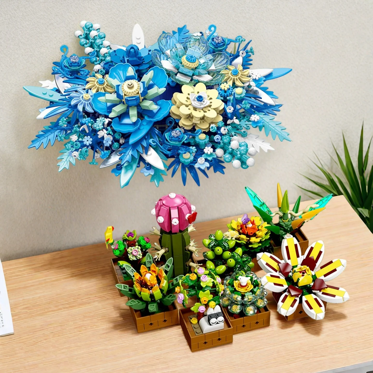 

2025 Creative Girls' plant collection crafts Building Blocks DIY Kit for Home Decor Models Birthday Halloween Christmas gifts