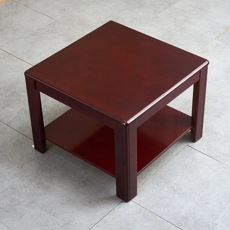 Small coffee table sofa living room office household solid wood square simple reception room Chinese