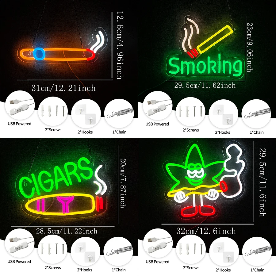 Smoking Led Neon Sign, Used For Wall Art Decor, Bar Smoking Lounge Man Cave Garage Party Club Hotel Gifts For Men And Women.