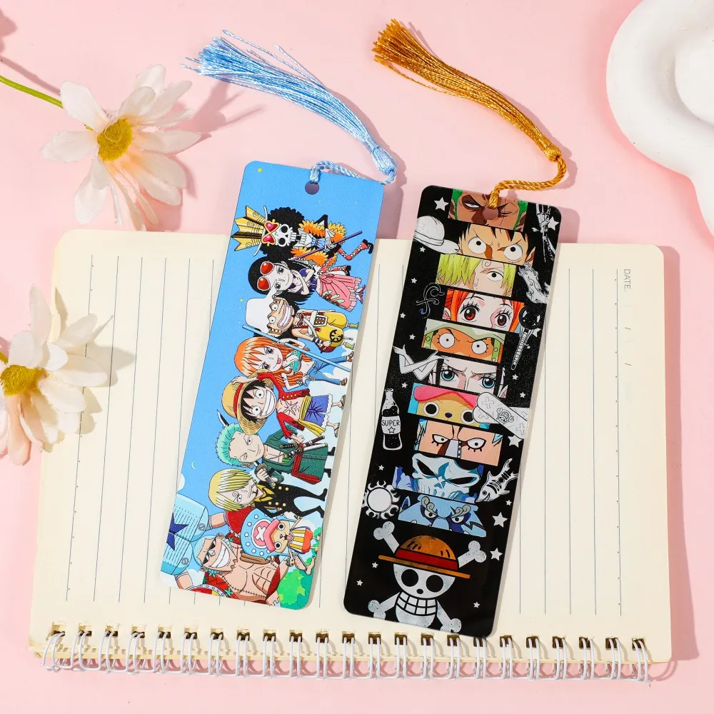 

One Piece Anime Bookmarks Acrylic Tassel Luffy Zoro Nami etc Characters Reading Marker Book Supplies Fans Students Gift