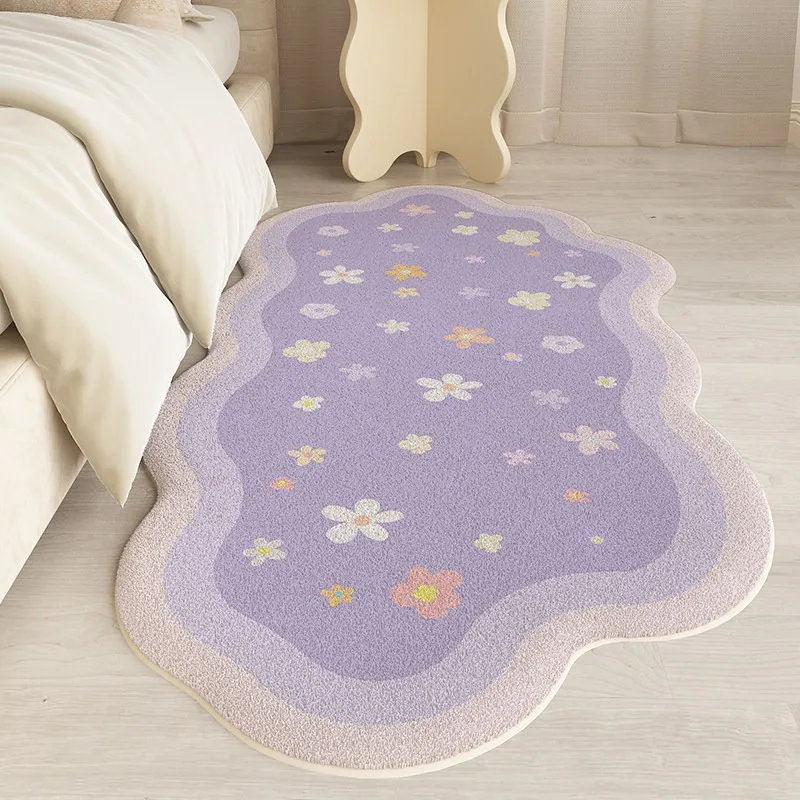 Bedroom Beside Carpet Soft Fluffy Comfortable Floor Mat Irregular Green Floral Long Strip Rug Modern Home Decoration Rugs Ковёр