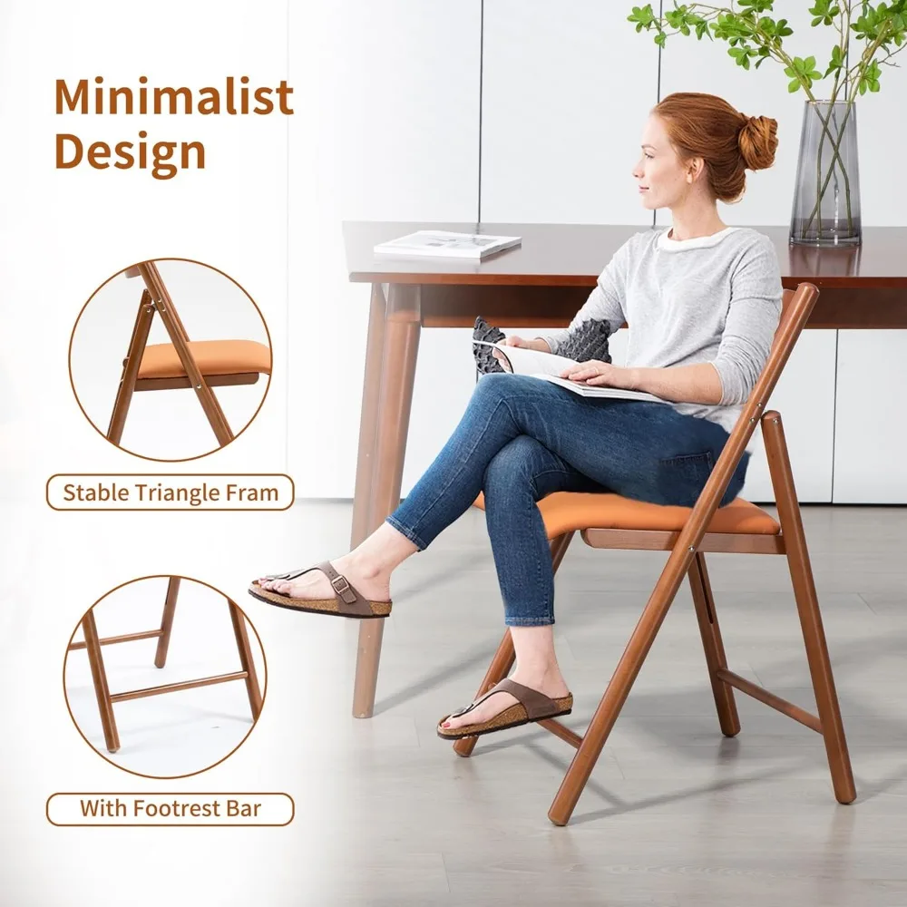 Padded Folding Chairs Set of 2, Durable Faux Leather Cushion, Portable and Assembled, Ideal for Home and Outdoor Use