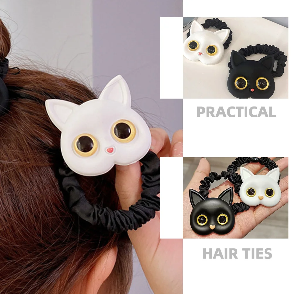 

4Pcs Hair Ties Elastic Ponytail Holders Cat Style Cute Small Hair Accessories for Women Weddings Birthdays Prom