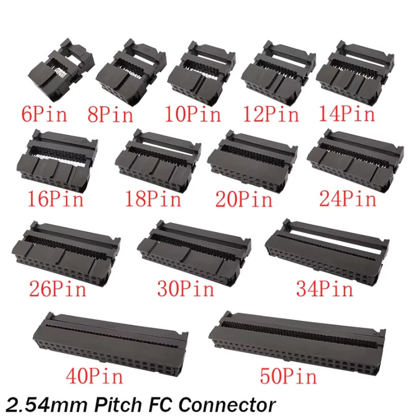 10Set FC 2.54mm IDC Socket Dual Row for Flat Ribbon Cable 2.54mm Pin Header PC Accessories Connectors PC Female Head Kit