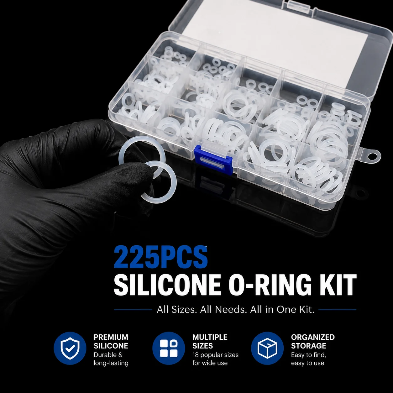 VMQ Silicone Combination Kit White O-ring 225 CS 1.9/2.4mm OD 6-20mm Multi Working Condition Waterproof Sealing Ring