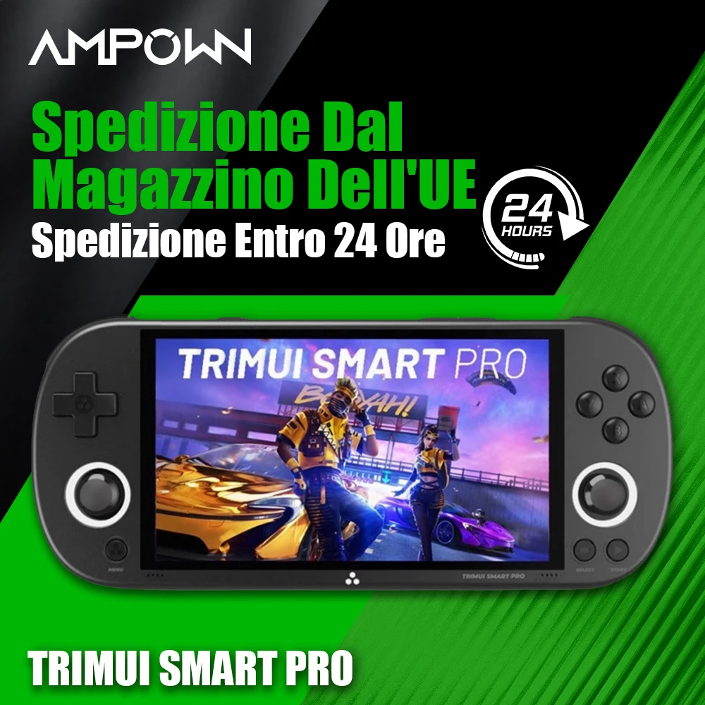 AMPOWN Trimui Smart Pro Lettori di giochi portatili 4.96 ''IPS Linux Emulatore Console per videogiochi retrò portatili PSP Vita Magazzino UE