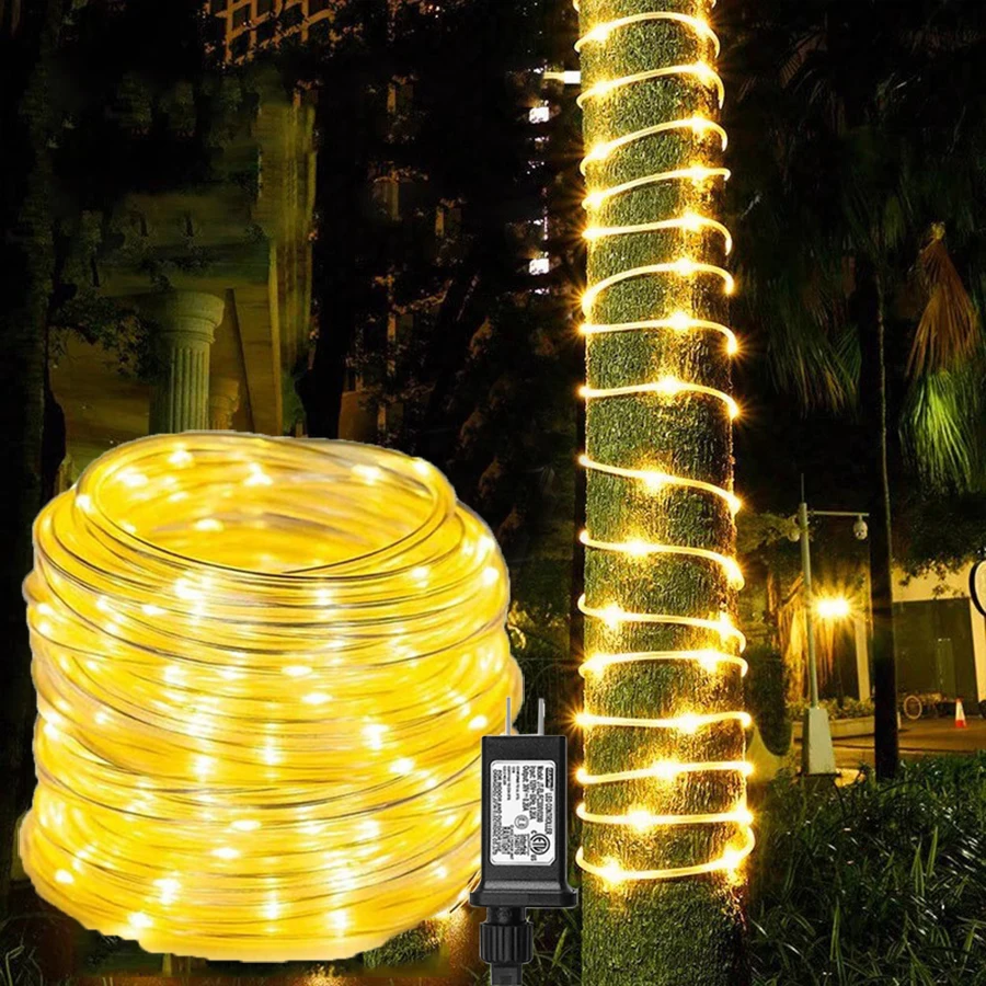 

100M 1000LED Rope Lights Outdoor Christmas LED Rope Lights Plug in Waterproof Clear Tube Fairy String Lights for Tree Pool Decor