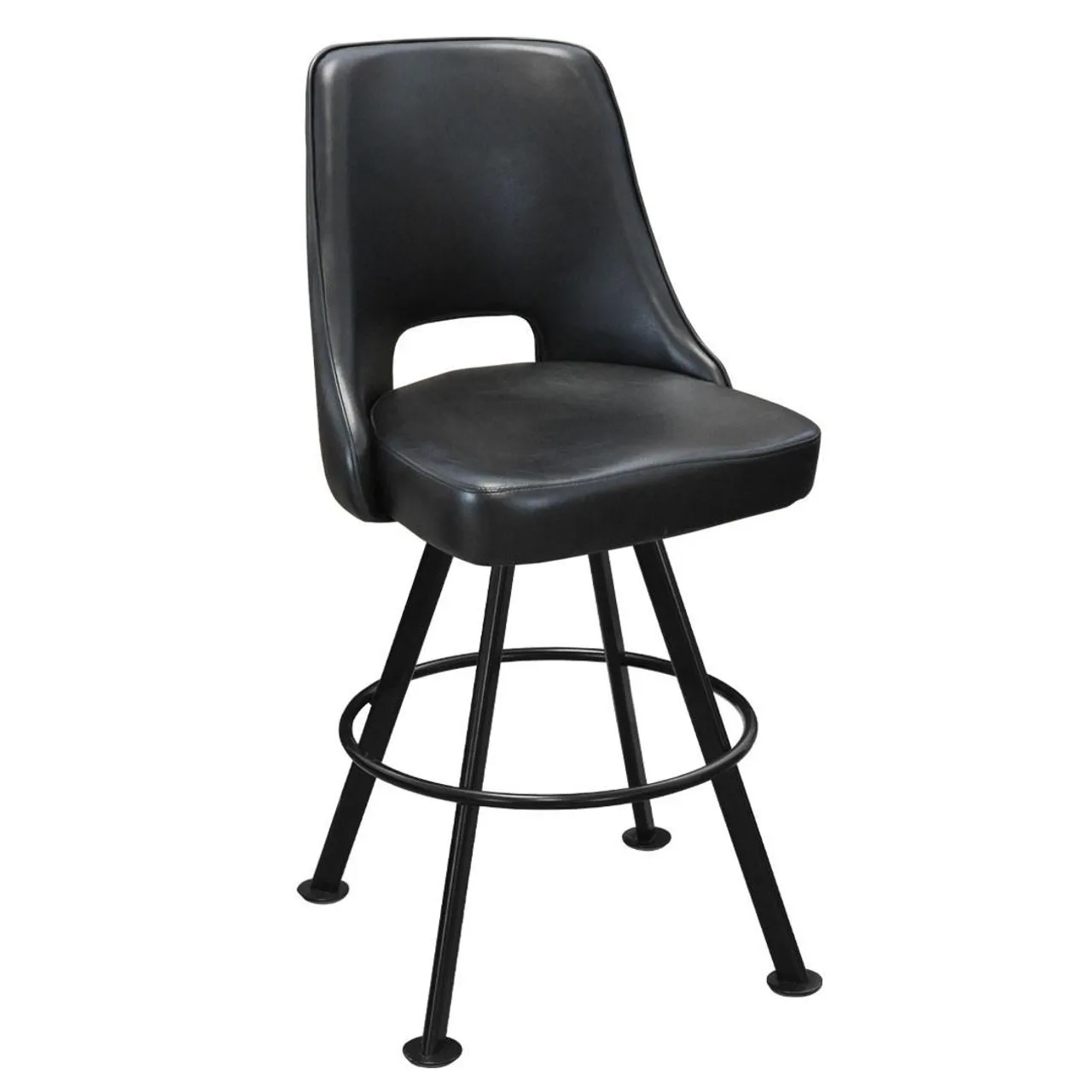 كرسي بار كازينو دوار أسود طويل القامة على الطراز الحديث مع معدن ثقيل وألياف دقيقة لطاولة الطعام وغرفة المعيشة والجلوس #2