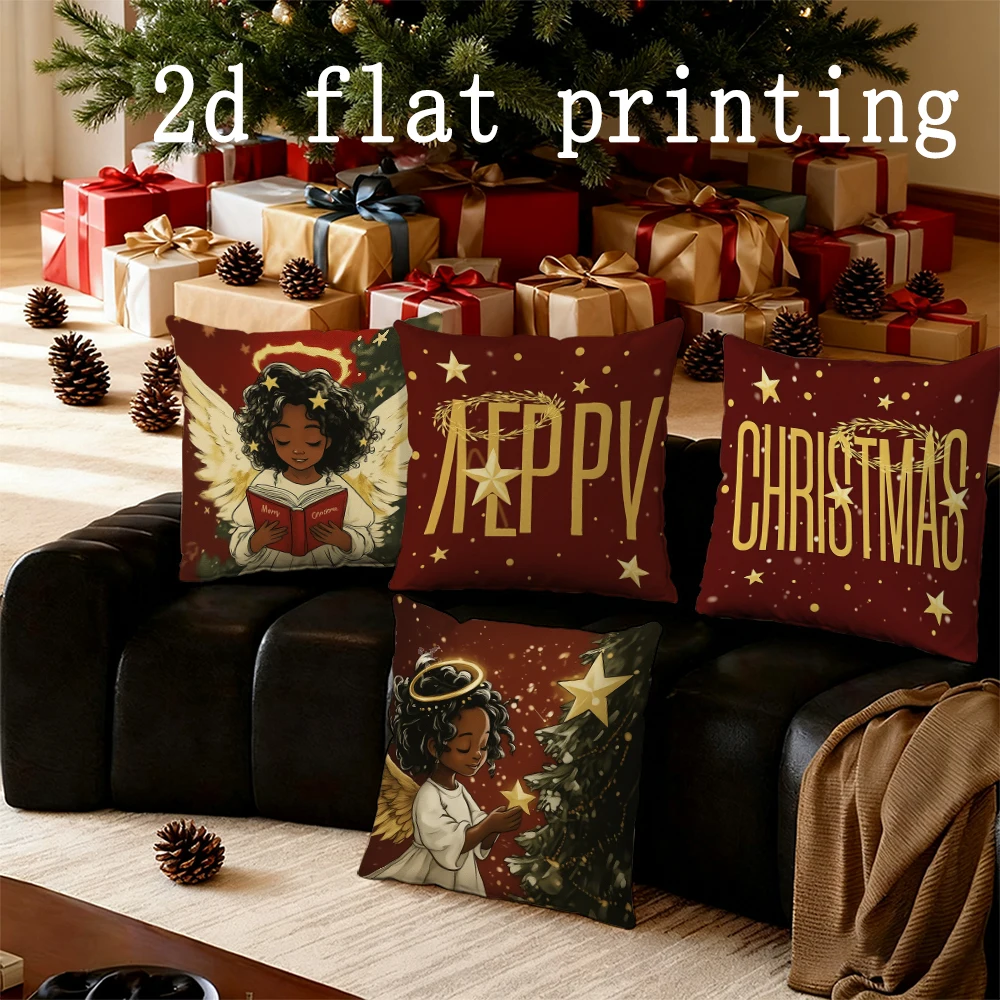 

Home Decor Christmas Angel-Printed Pillow Covers Suitable For Sofa Bedroom Car Pillow Cover Cushion Rectangular Back Cushion
