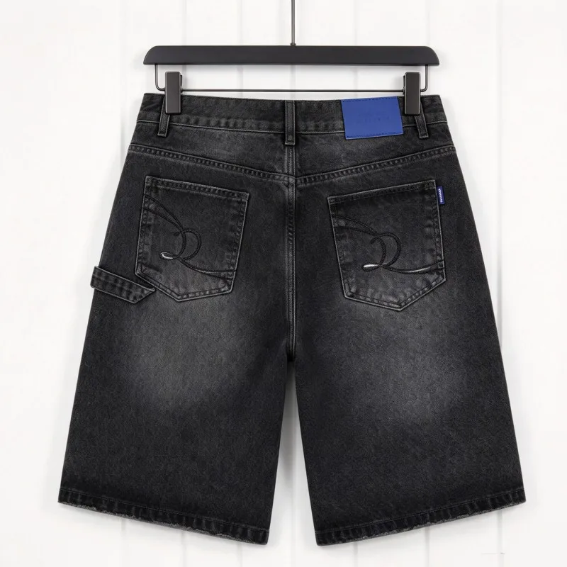 Snowflake Rhinestone Washed Denim DUAA Shorts Retro Washed Gradient Cutting Edge Curve Embroidery Zipper Button Short Pants