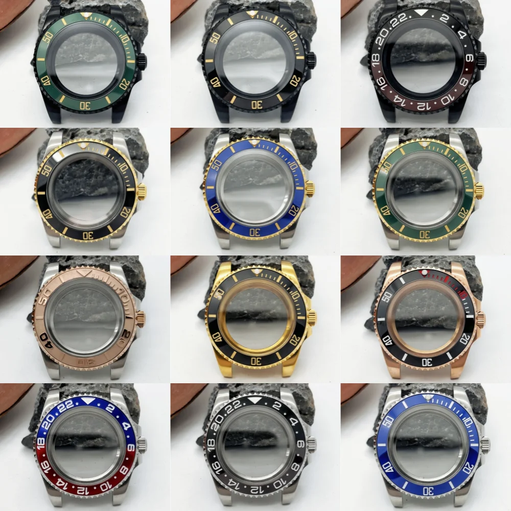 

40mm Men Watch Case Sapphire Glass Bezel for Seiko Rolxes GMT Submarine NH35 NH36 NH38 NH34 NH70 NH72 Movement 28.5-30.5mm Dial