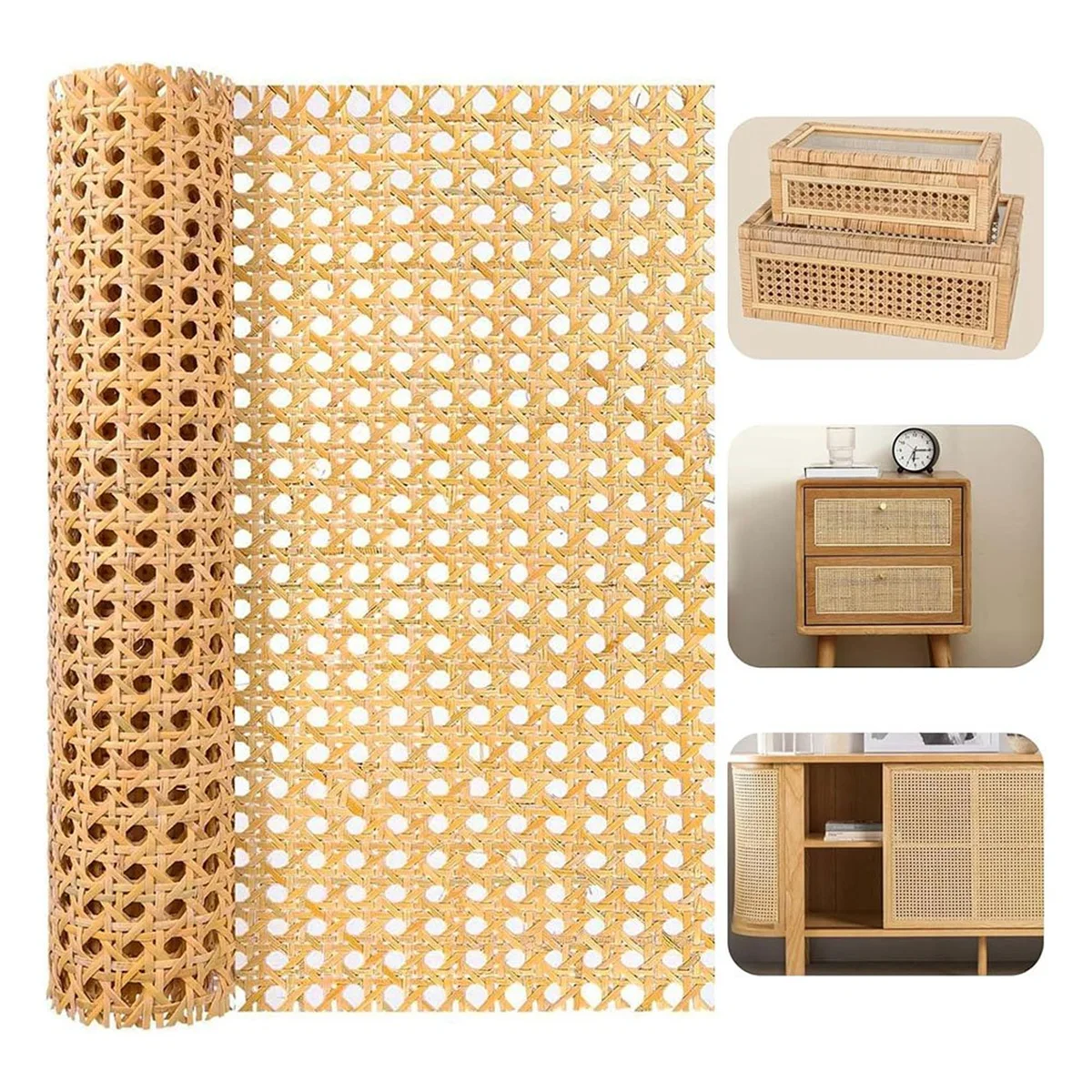 AT77 Correas de ratán natural de 16 pulgadas de ancho, rollos de correas de ratán de 40 pulgadas de largo (3,3 pies) para muebles, sillas, gabinetes y techos