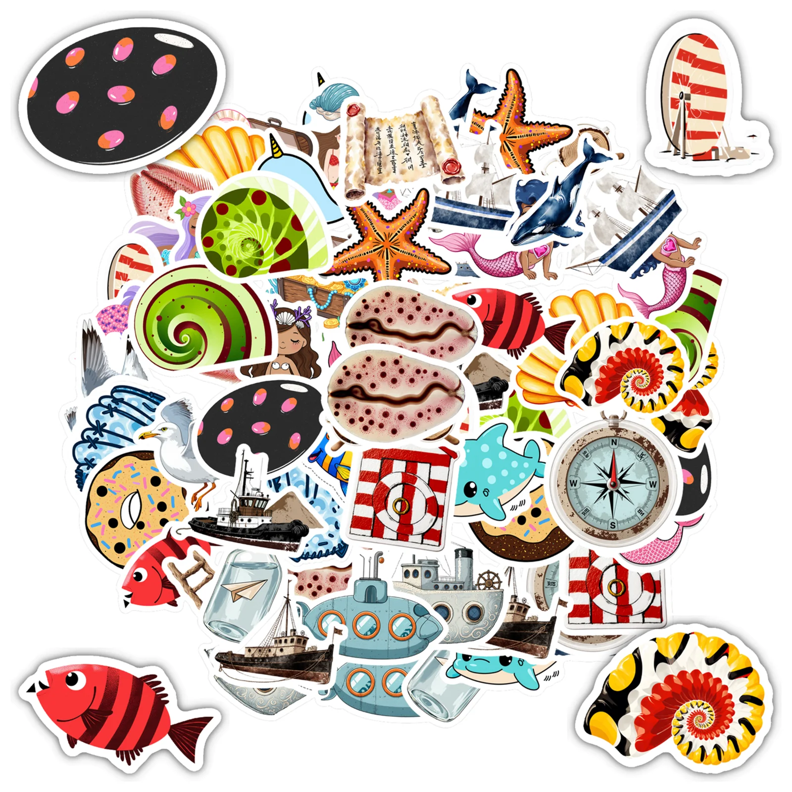 

35 шт., наклейки с изображением морских животных, водная Русалка, канцелярские наклейки, забавные наклейки для телефона «сделай сам», ноутбука, скрапбукинга, велосипеда