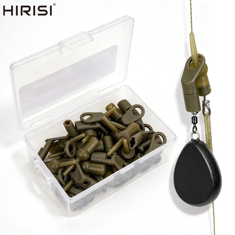 Hirisi AH063S 20 Sets Safety Lead Clips with Tail Rubber Anti Tangle Heli Rig Camo Quick Change Carp Fishing Terminal Tackle