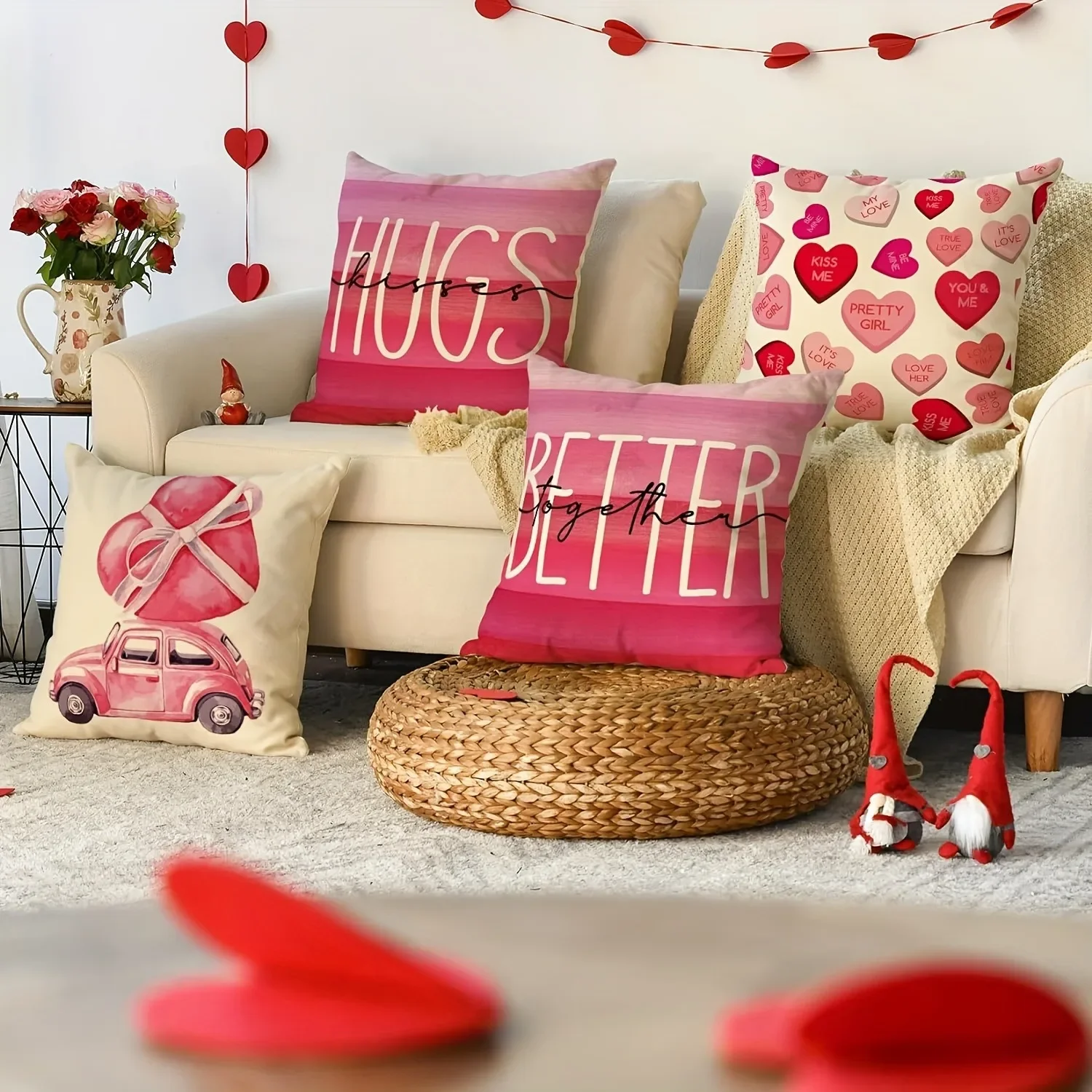 Valentine's Day decoration pillowcase gift love kiss hug pattern design suitable for home room sofa cushion cover