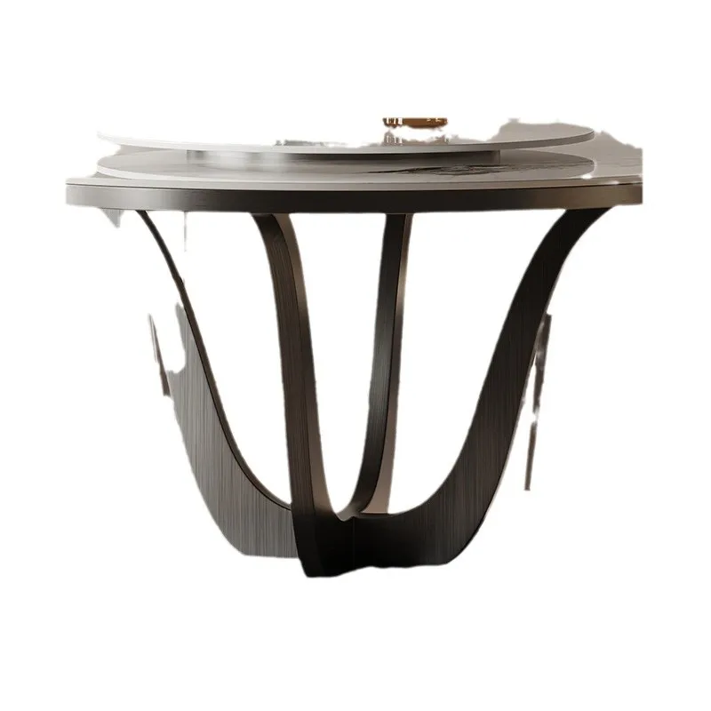 

Flower rock slab dining Italian minimalist round dining modern minimalist dining size apartment round