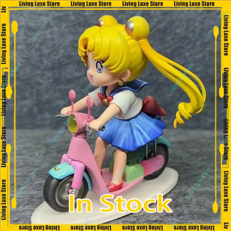 New 13cm Sailor Moon Anime Figure Little Motorcycle Moon Hare Figure Pvc GK Statue Figurine Model Doll  Ornament Toys Gift