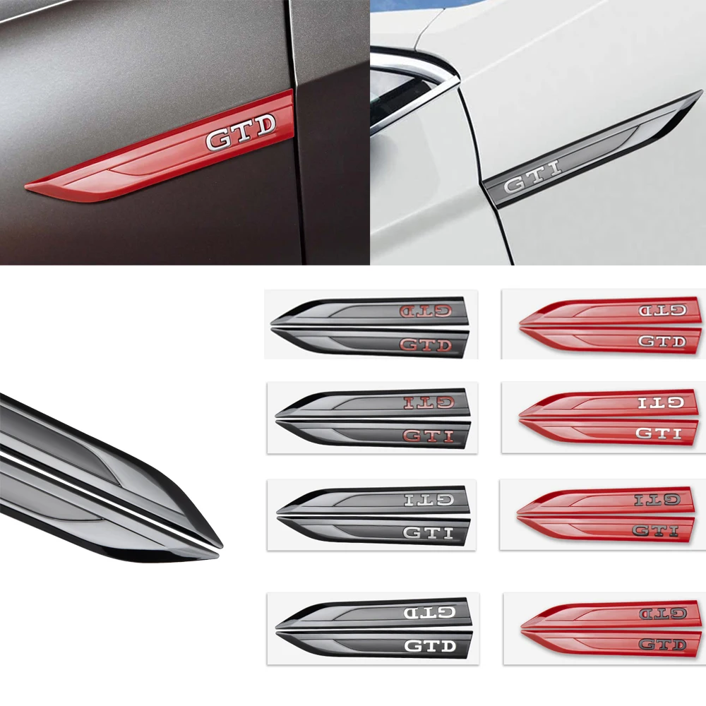 ABS GTI GTD Emblem Car Side Fender Knife Sticker Decoration Decal For Volkswagen Golf 6 7 8 Polo Passat Touran Tiguan GTI MK4 B6