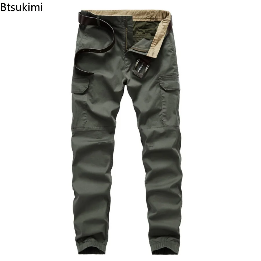 2025 New Cotton Men Cargo Pants Casual Men Tactical Joggers Cargo Multi-Pocket Fashions Solid Outdoor Mountaineering Trousers