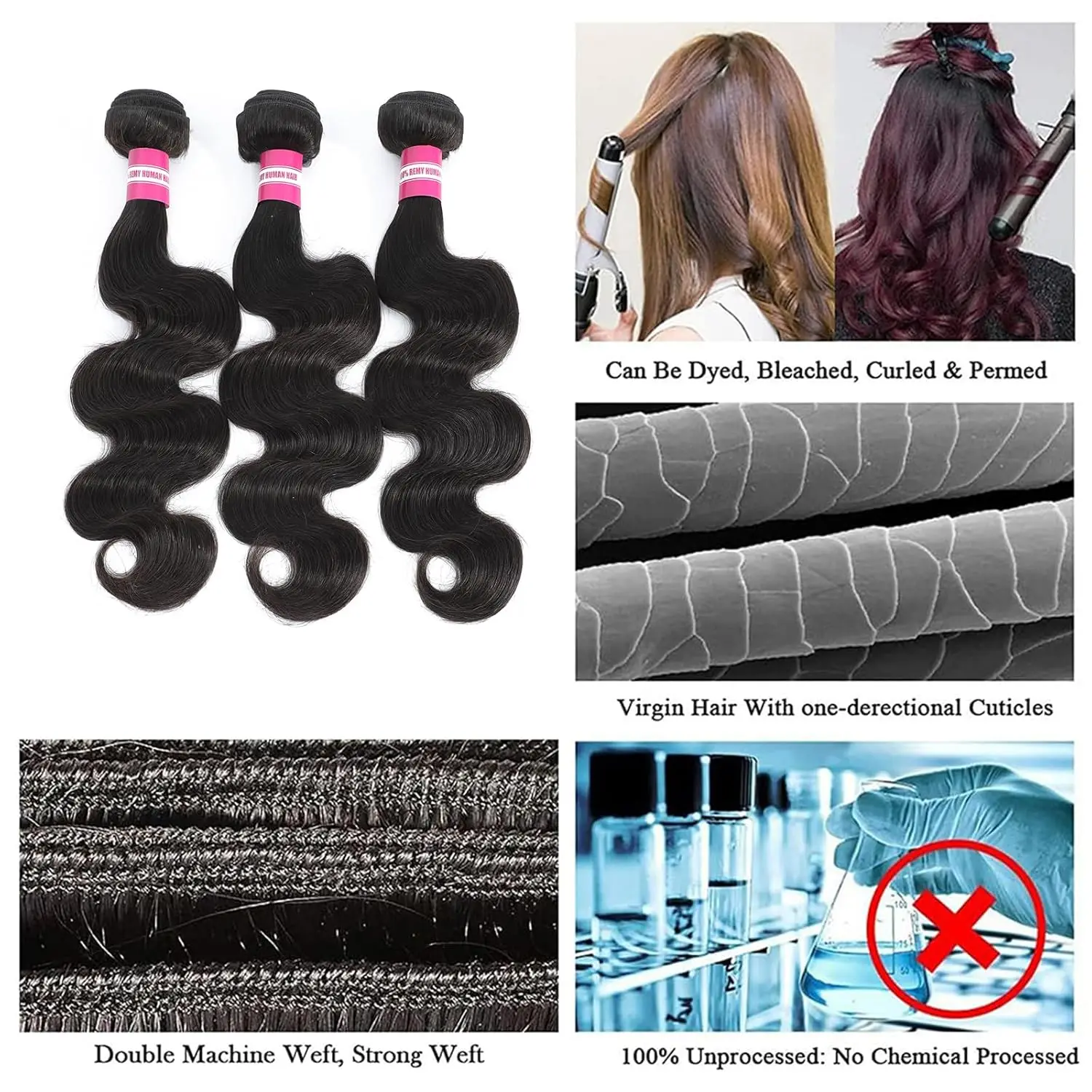 Human Hair Bundles Body Wave 2/3/4 Bundles （16 18 20 22) 10A Grade 100% Unprocessed Brazilian Virgin Human Hair