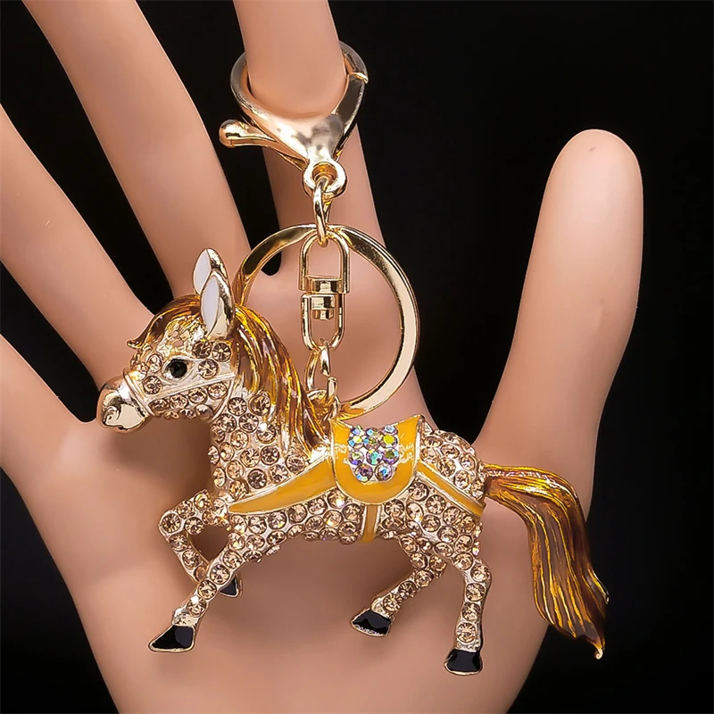 Fashion Horse Keychain for Women Men Gold Color Animal Key Chains Holder HandBag Pendant for Car Best Gift Jewelry llaveros