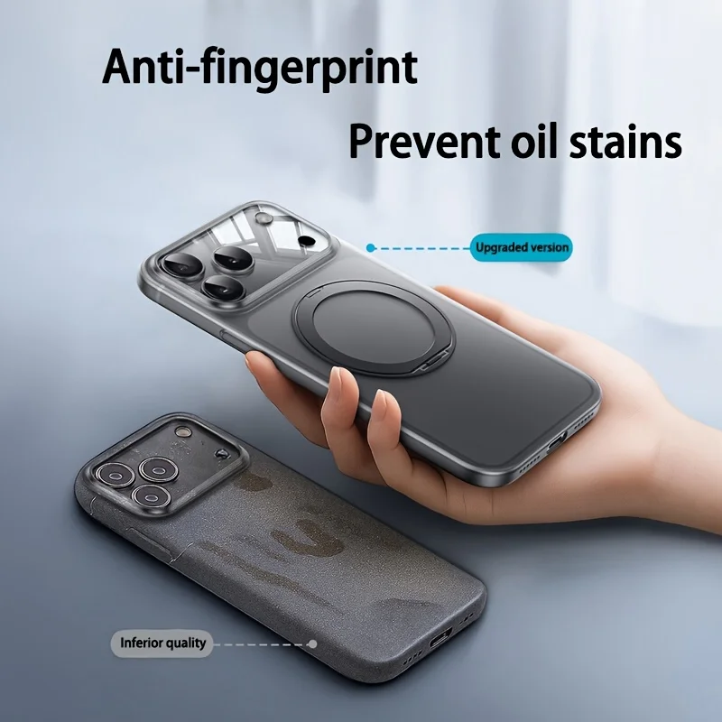 ASUS Magnetyczny 360 °   Obrotowe etui na telefon z uchwytem do iPhone 17 18 Pro Max, 18 Pro, z pierścieniem, matowe, przezroczyste etui Funda — zdjęcie produktu 2