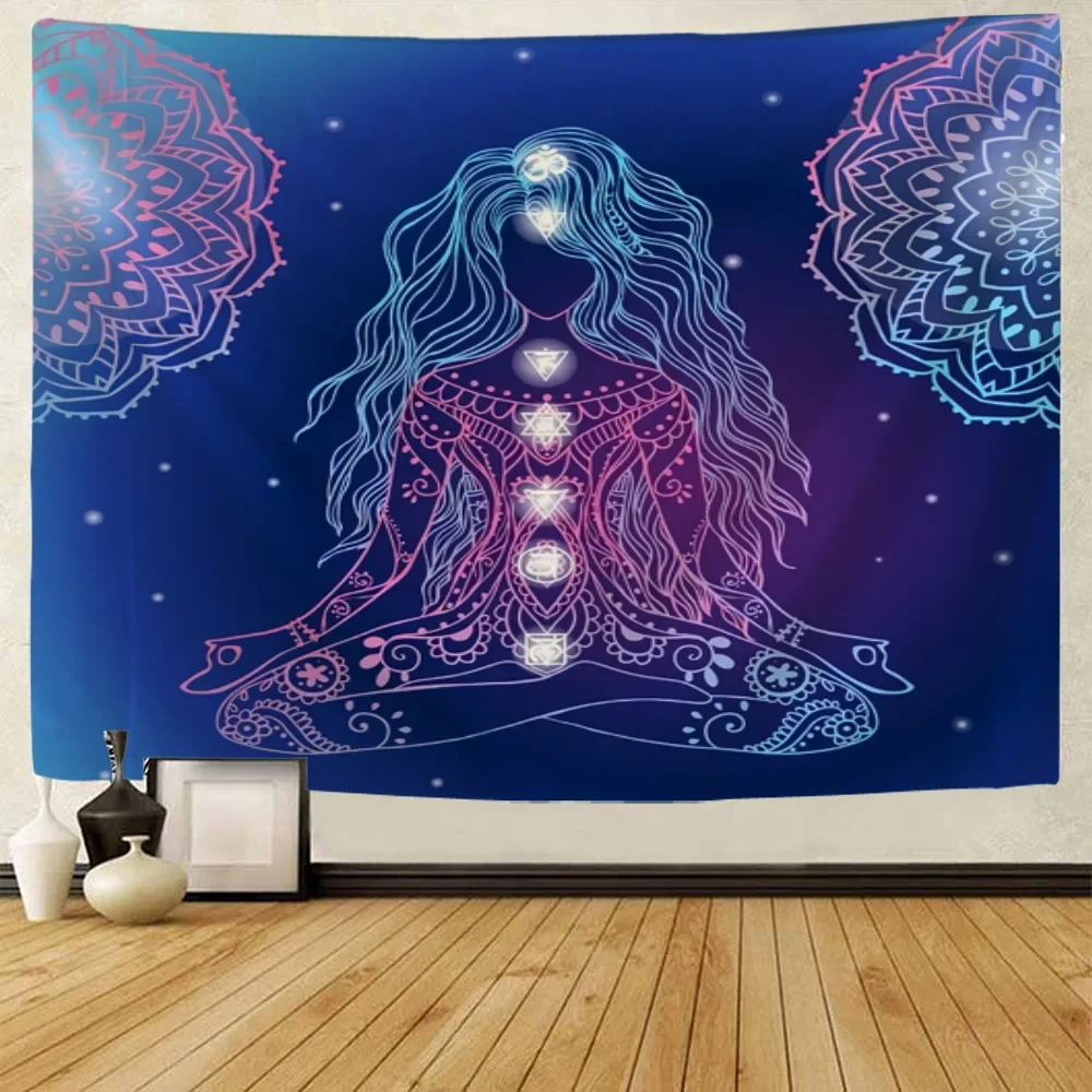 Monster God Buddha Psychedelic Wall Hanging Tapestry Boho Art Blanket Curtain Hanging for Home Bedroom Living Room Decorations